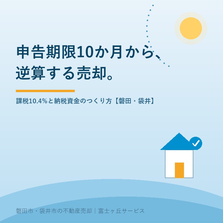 申告期限10か月から、逆算する売却。課税10.4％と納税資金のつくり方【磐田・袋井】