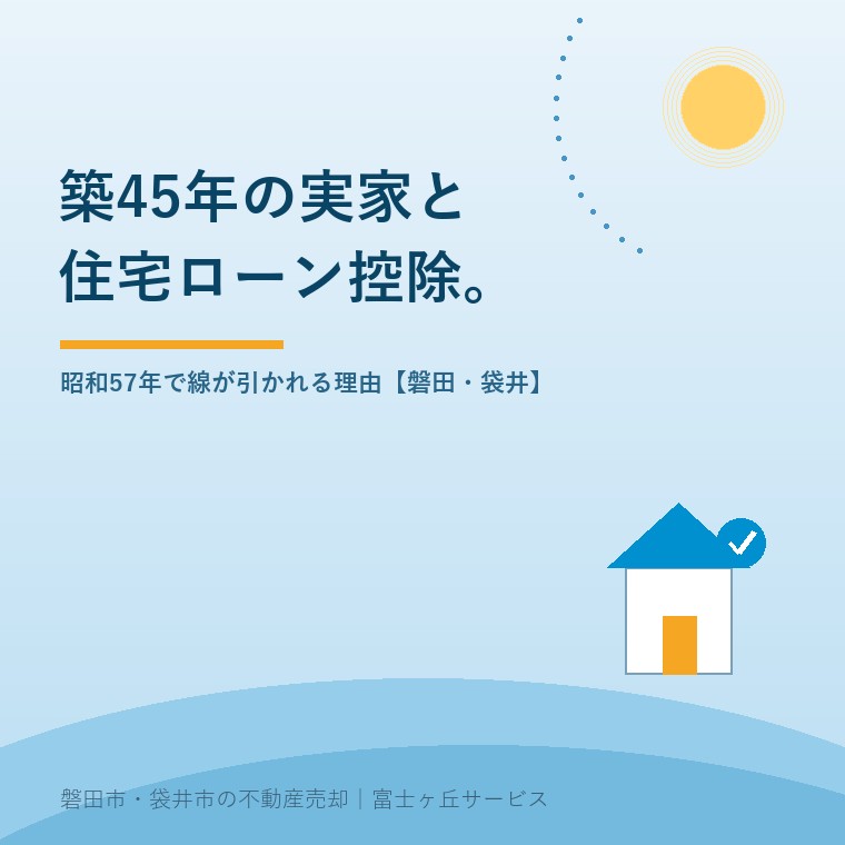 築45年の実家と住宅ローン控除。中古住宅の要件は昭和57年1月1日以後に建築された住宅かどうかで線が引かれ、昭和56年12月31日以前の家は耐震基準適合証明書などが必要になることを示す表紙