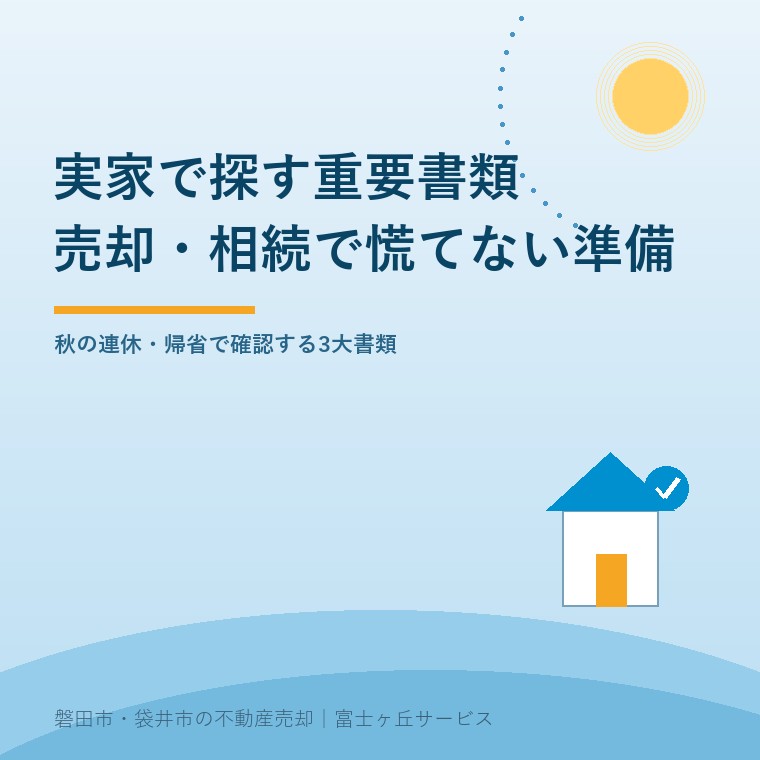 秋の連休に実家で探す重要書類｜不動産売却・相続登記で慌てない準備を表す表紙画像