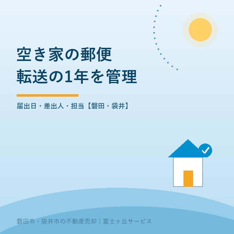空き家の郵便転送について、施設入居後の1年間を届出日と受取担当で管理する記事の表紙