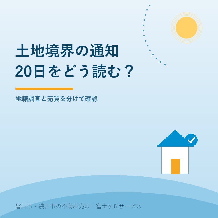 土地境界のみなし確認｜20日と売却の関係。地籍調査と売買を分けて確認を整理する青い記事表紙