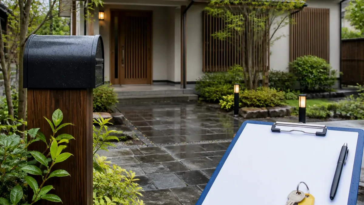 空き家の水漏れが心配｜元栓・凍結・給湯器を確認する順番について家族が資料を確認し、次の順番を話し合う写真風イメージ