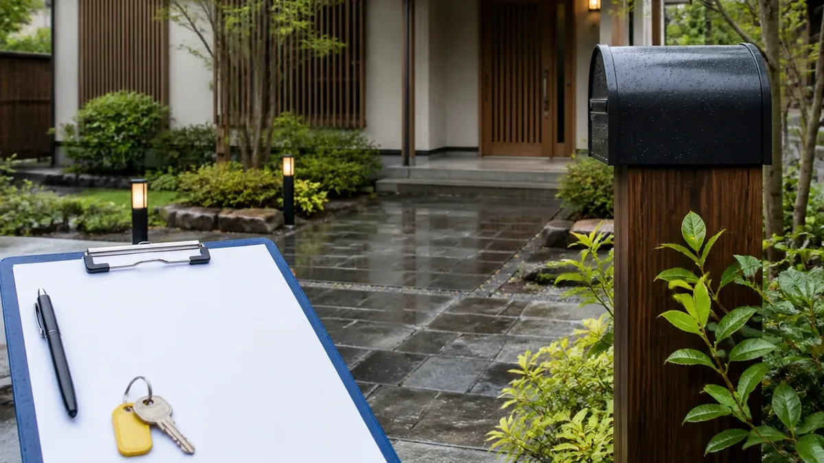空き家の草刈りは年何回？磐田・袋井の季節別管理カレンダーについて家族が資料を確認し、次の順番を話し合う写真風イメージ